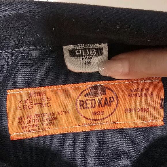 Deschutes Brewery Work Shirt Mens XXLarge Short Sleeve Button Up Navy Red Kap - Picture 4 of 6